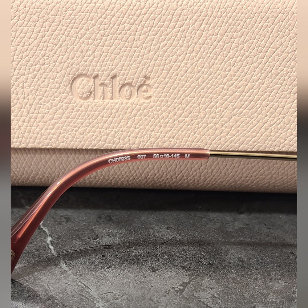 Chloé Gold Butterly Frame Sunglasses with Gradient Brown Lenses - Picture 5 of 5